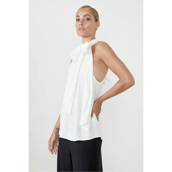 Bardot Viscose Tie Neck Sleeveless Blouse Top in Ivory NWT Sz. XL Sz. X-Large - Picture 4 of 13